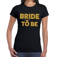 Bellatio Bride to Be gouden glitter tekst t-shirt Zwart