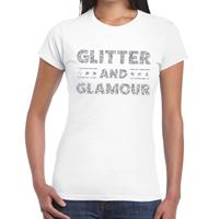 Bellatio Glitter and Glamour zilver glitter tekst t-shirt Wit