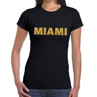 Bellatio Miami gouden glitter tekst t-shirt Zwart