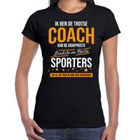 Bellatio Trotse coach van sporters cadeau t-shirt Zwart