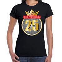 Bellatio This Princess is 25 verjaardag t-shirt - Zwart