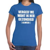 Bellatio Vergeef me tekst t-shirt Blauw