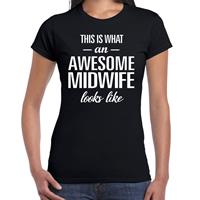 Bellatio Awesome midwife / geweldige verloskundige cadeau t-shirt Zwart