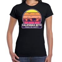 Bellatio California boys zomer t-shirt / shirt California boys make me happy voor dames - Zwart