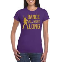 Bellatio Gouden muziek t-shirt / shirt Dance all night long - Paars