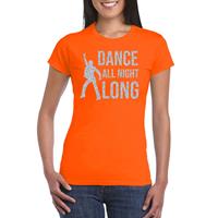 Bellatio Zilveren muziek t-shirt / shirt - Dance all night long - Oranje