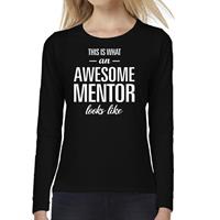 Bellatio Awesome Mentor - geweldige lerares cadeau shirt long sleeve Zwart