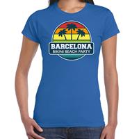 Bellatio Barcelona zomer t-shirt / shirt Barcelona bikini beach party voor dames - Blauw
