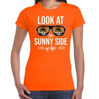 Bellatio Sunny side feest t-shirt / shirt Look at the sunny side of life voor dames - Oranje
