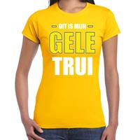 Bellatio Dit is mijn gele trui fun tekst t-shirt geel voor dames - wielerwedstrijd foute fun tekst shirt / outfit - wieler tour / Geel