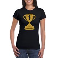 Bellatio Gouden kampioens beker / nummer 1 t-shirt / kleding - Zwart