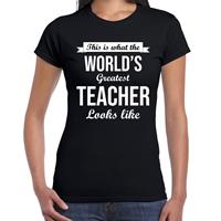 Bellatio Worlds greatest teacher juf cadeau t-shirt Zwart