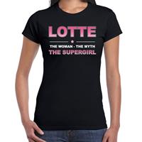 Bellatio Naam cadeau Lotte - The woman, The myth the supergirl t-shirt Zwart