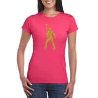 Bellatio Gouden disco t-shirt / kleding - Roze