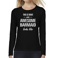 Bellatio Awesome Barmaid - geweldige barvrouw cadeau shirt long sleeve Zwart