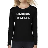 Bellatio Hakuna Matata tekst t-shirt long sleeve Zwart