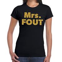 Bellatio Mrs. Fout gouden glitter tekst t-shirt Zwart