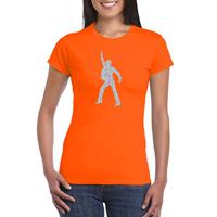 Bellatio Zilveren disco t-shirt / kleding - Oranje