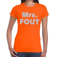 Bellatio Mrs. Fout zilver glitter tekst t-shirt Oranje