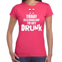 Bellatio Roze fun t-shirt good day to get drunk - dames - Gay pride / festival shirt / outfit / kleding