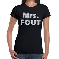 Bellatio Mrs. Fout zilver glitter tekst t-shirt Zwart