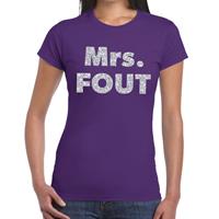 Bellatio Mrs. Fout zilver glitter tekst t-shirt Paars