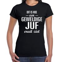 Bellatio Geweldige juf cadeau t-shirt Zwart