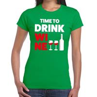 Bellatio Time to drink Wine tekst t-shirt Groen