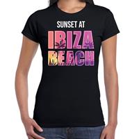 Bellatio Sunset at Ibiza Beach t-shirt / shirt voor dames - Zwart