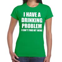 Bellatio Drinking problem wine tekst t-shirt Groen