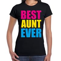 Bellatio Best aunt ever / Beste tante ooit fun t-shirt met gekleurde letters - Zwart