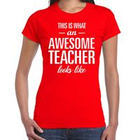 Bellatio Awesome teacher cadeau t-shirt Rood