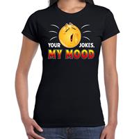 Bellatio Funny emoticon t-shirt Your jokes my mood Zwart
