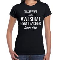 Bellatio Awesome gym teacher / geweldige gymleraar cadeau t-shirt Zwart