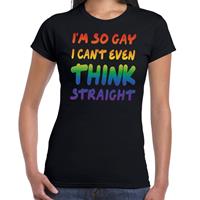 Bellatio Gay pride I am so gay i can't even think straight t-shirt Zwart
