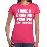 Bellatio Drinking problem wine tekst t-shirt Roze