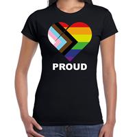 Bellatio T-shirt Proud - Progress pride vlag hartje - Zwart