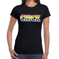 Bellatio Chick gay pride t-shirt Zwart