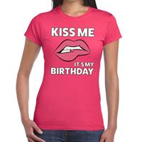 Bellatio Kiss me Its my Birthday t-shirt Roze