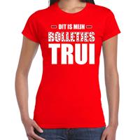 Bellatio Dit is mijn bolletjes trui fun tekst t-shirt rood voor dames - foute fun tekst shirt / outfit - wieler tour / wielerwedstrijd bergtrui Rood
