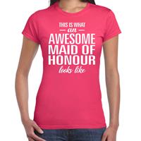 Bellatio This is what an awesome maid of honour looks like cadeau t-shirt Roze