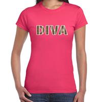 Bellatio Diva slangen print tekst t-shirt Roze