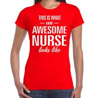 Bellatio Awesome nurse - geweldige verpleegster / zuster cadeau t-shirt Rood