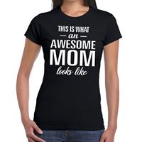 Bellatio Awesome Mom tekst t-shirt Zwart
