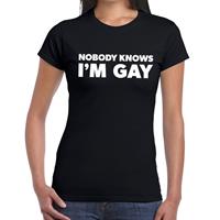 Bellatio Gay pride nobody knows i am gay t-shirt Zwart