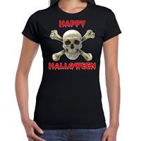 Bellatio Halloween - Happy Halloween horror schedel verkleed t-shirt Zwart
