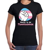 Bellatio T-shirt proud to be transgender - Pride vlag vuist - Zwart