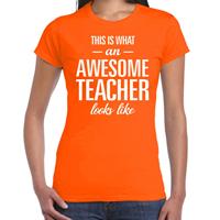 Bellatio Awesome teacher cadeau t-shirt Oranje