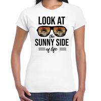 Bellatio Sunny side feest t-shirt / shirt Look at the sunny side of life voor dames - Wit
