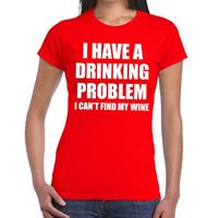 Bellatio Drinking problem wine tekst t-shirt Rood